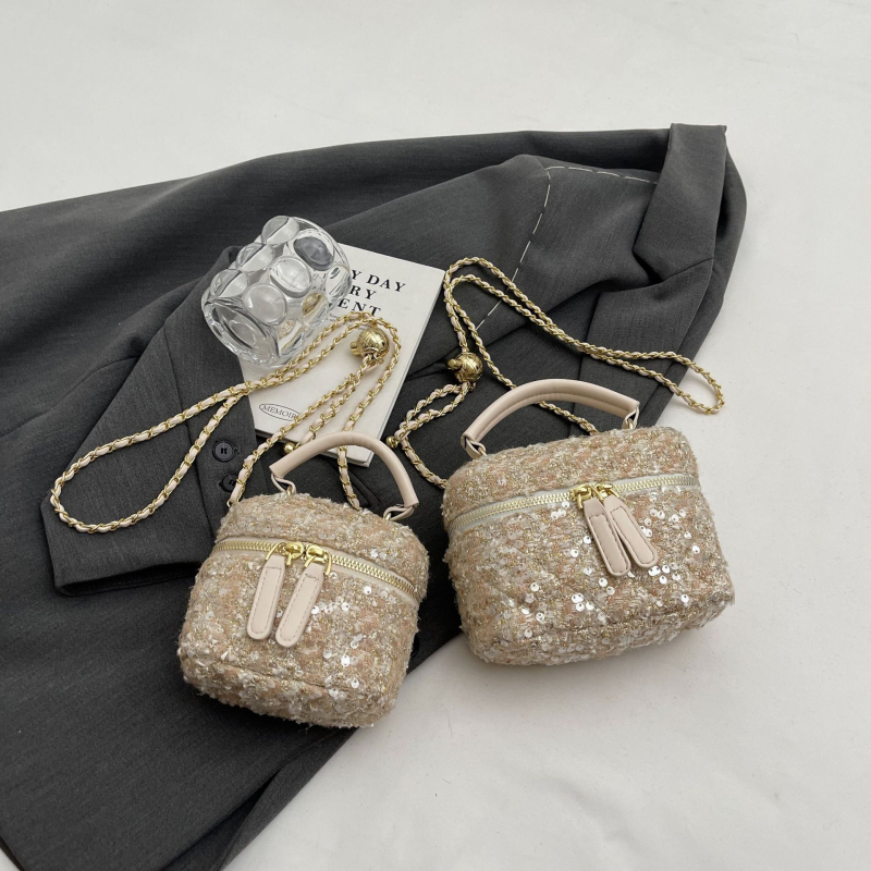 Kutija torba od vunenog materijala, ulični stil, zatvarač na zip, najlonska podstava, oblik kutije