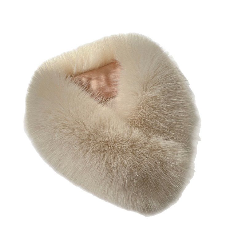 Fular din blană de vulpe pentru femei, închidere magnetică, guler din blană, imitatie de blană de iepure, stil coreean, lucrat manual