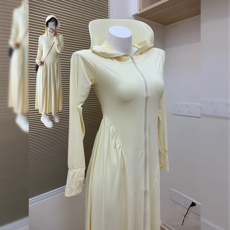 Haljina za zaštitu od sunca s dugim rukavima, duljina iznad 100 cm, UPF50+, zatvarač, vanjski nylon