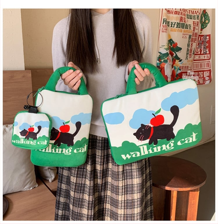 Torba za prijenosno računalo u korejskom stilu, slatka 13-inčna za studente, unisex, najlon navlaka s anime uzorkom