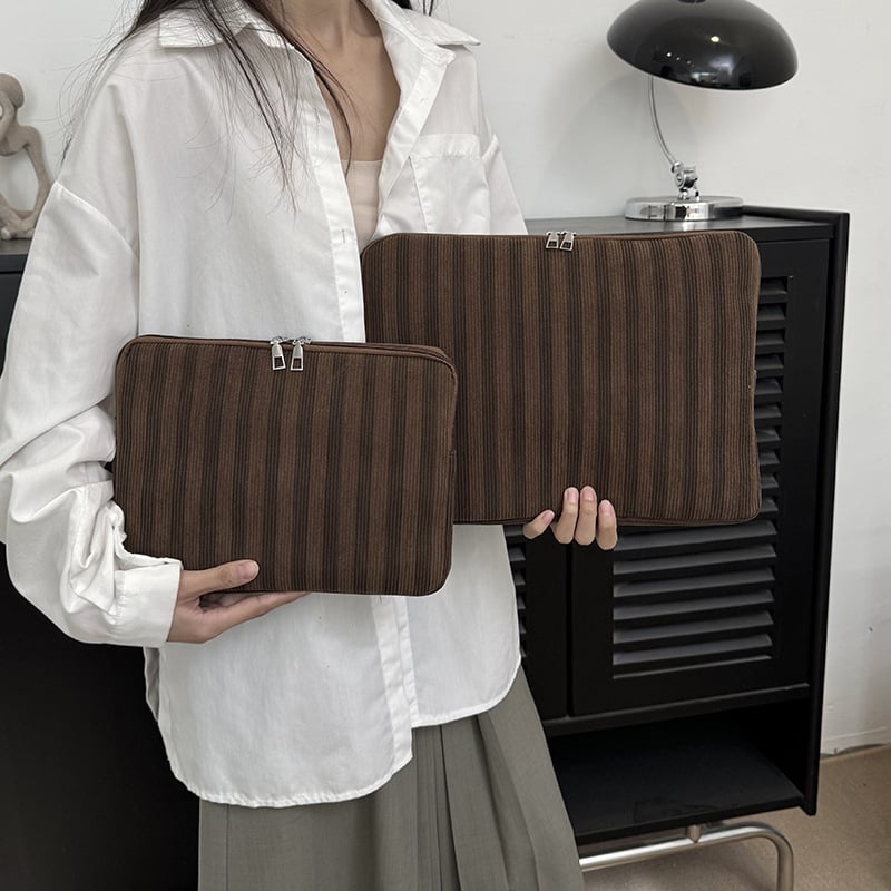 Corduroy zaštitna futrola za tablet i prijenosno računalo, prugasti uzorak, gradski minimalistički stil, prozračna, otporna na habanje, podstava od poliestera