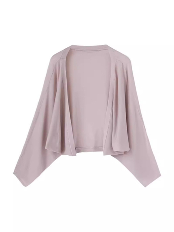 Ženski pleteni kardigan, UPF30+ zaštita od sunca, pamuk-poliester mješavina (50–70% pamuka), kratka duljina, dugi rukavi