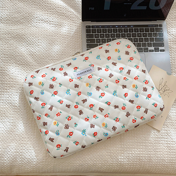 Τσάντα tablet και φορητού υπολογιστή με μοτίβο αρκούδας, νάιλον υλικό, επένδυση από φλίς, αδιάβροχη, εξαιρετικά ελαφριά, unisex