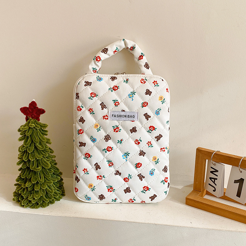 Τσάντα tablet και φορητού υπολογιστή με μοτίβο αρκούδας, νάιλον υλικό, επένδυση από φλίς, αδιάβροχη, εξαιρετικά ελαφριά, unisex