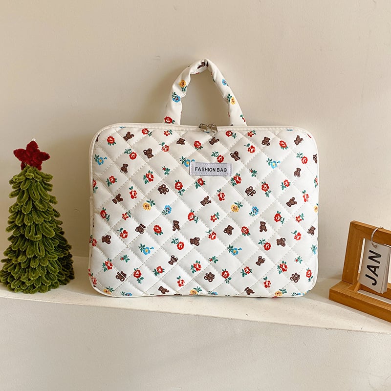 Τσάντα tablet και φορητού υπολογιστή με μοτίβο αρκούδας, νάιλον υλικό, επένδυση από φλίς, αδιάβροχη, εξαιρετικά ελαφριά, unisex