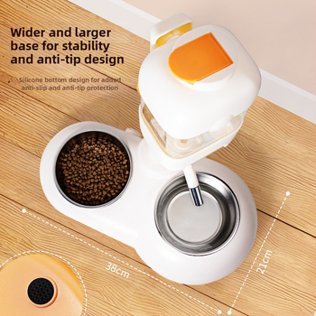 Автоматично поене за домашни любимци с двойна купа от неръждаема стомана, удароустойчива конструкция, регулируемо хранене