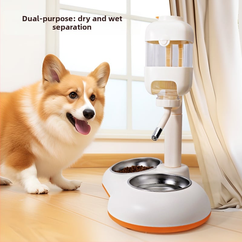 Автоматично поене за домашни любимци с двойна купа от неръждаема стомана, удароустойчива конструкция, регулируемо хранене