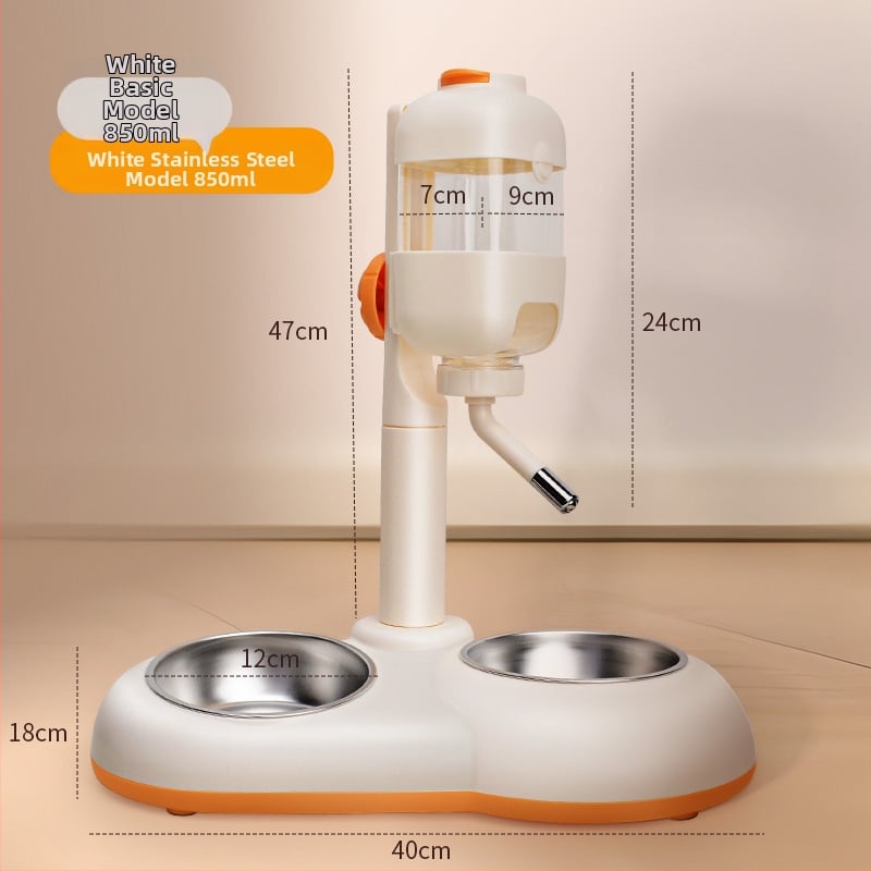 Автоматично поене за домашни любимци с двойна купа от неръждаема стомана, удароустойчива конструкция, регулируемо хранене