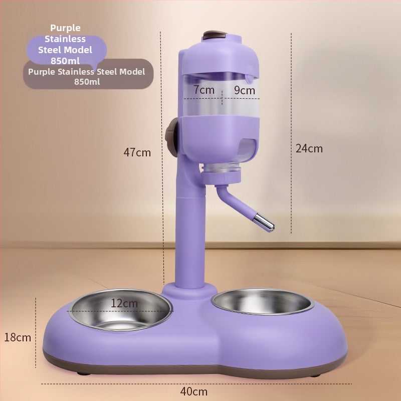 Автоматично поене за домашни любимци с двойна купа от неръждаема стомана, удароустойчива конструкция, регулируемо хранене