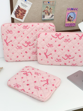 Torba za tablet s dijamantno ušivenom mašnicom i cvjetnim uzorkom, vanjska najlon tkanina, podstava od poliestera, ulični stil