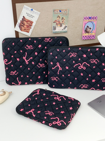 Torba za tablet s dijamantno ušivenom mašnicom i cvjetnim uzorkom, vanjska najlon tkanina, podstava od poliestera, ulični stil