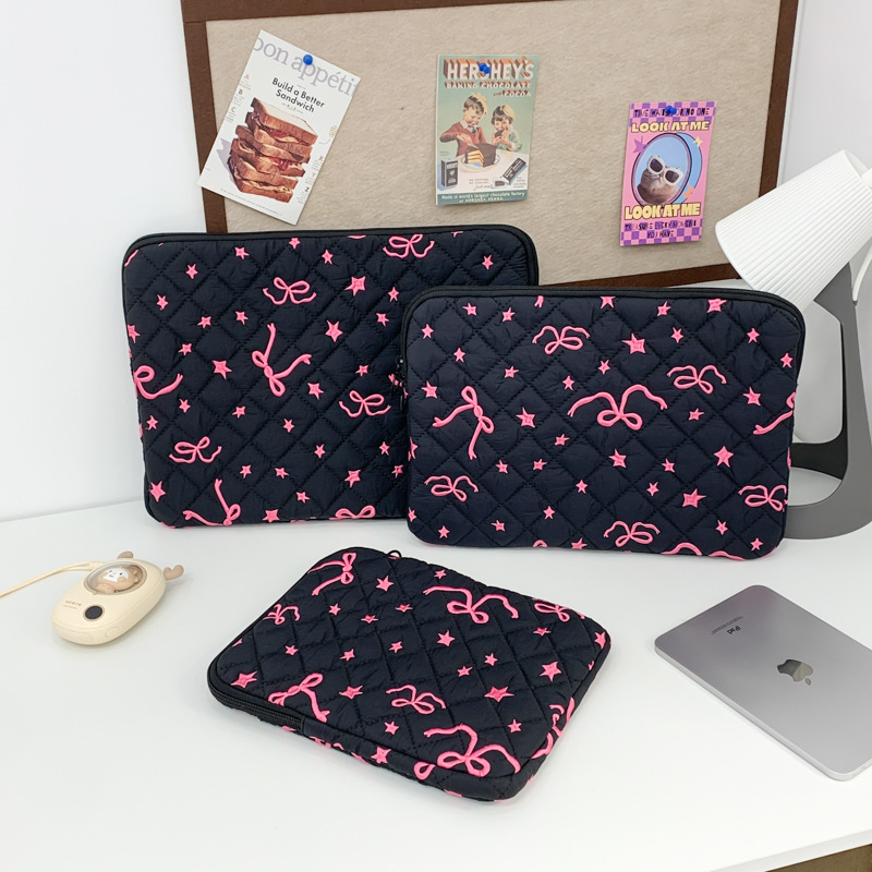 Torba za tablet s dijamantno ušivenom mašnicom i cvjetnim uzorkom, vanjska najlon tkanina, podstava od poliestera, ulični stil