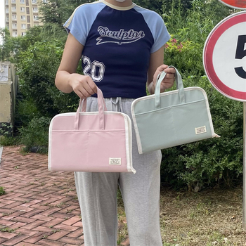 Geantă pentru laptop cu fermoar, design simplu, culoare uni; material Oxford, căptușeală poliester; respirabilă, ușoară, rezistentă la uzură; potrivită pentru tablete și laptopuri