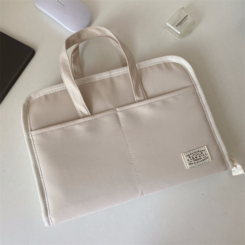 Geantă pentru laptop cu fermoar, design simplu, culoare uni; material Oxford, căptușeală poliester; respirabilă, ușoară, rezistentă la uzură; potrivită pentru tablete și laptopuri