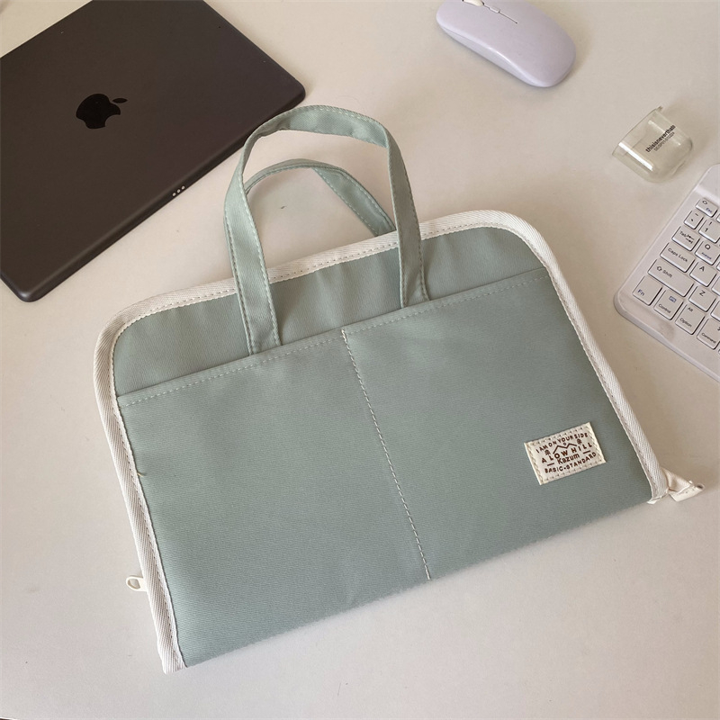 Geantă pentru laptop cu fermoar, design simplu, culoare uni; material Oxford, căptușeală poliester; respirabilă, ușoară, rezistentă la uzură; potrivită pentru tablete și laptopuri