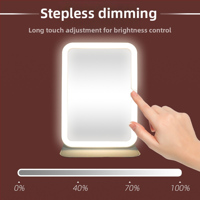 Make-up zrkadlo s osvetlením, prenosné, skladacie stolné zrkadlo, ABS rám, reflexná plocha