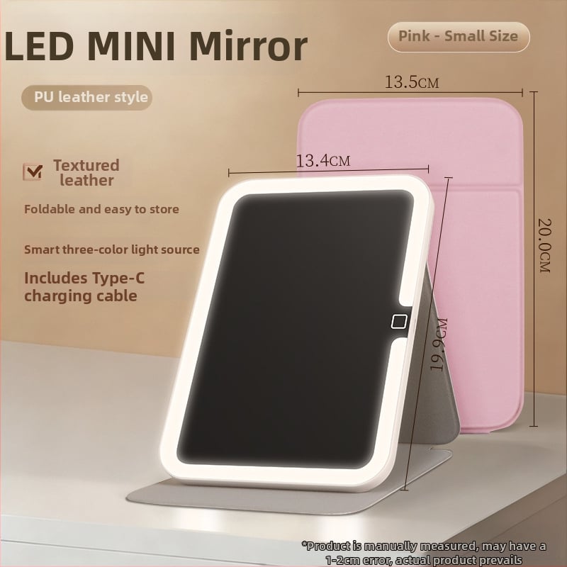 Καλλυντικό καθρέπτης με φωτισμό, φορητός και αναδιπλούμενος, πλαίσιο ABS, ανακλαστική επιφάνεια