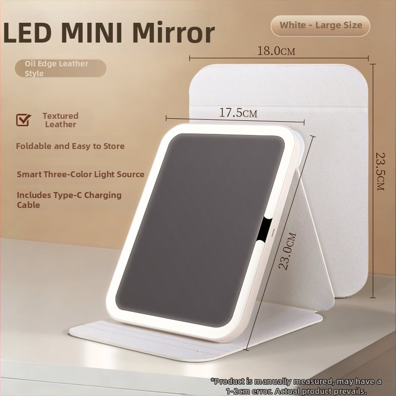 Καλλυντικό καθρέπτης με φωτισμό, φορητός και αναδιπλούμενος, πλαίσιο ABS, ανακλαστική επιφάνεια