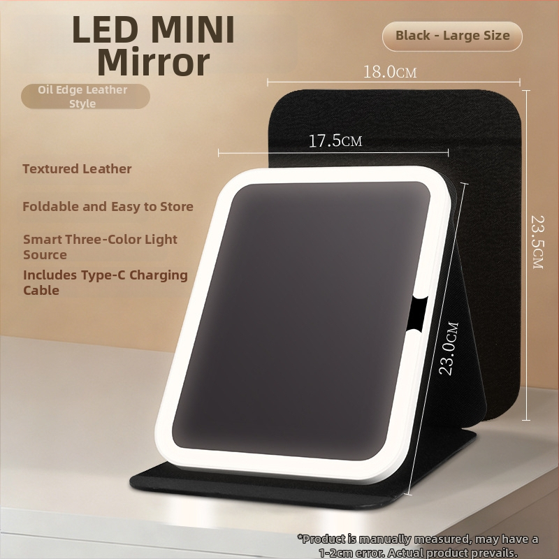 Καλλυντικό καθρέπτης με φωτισμό, φορητός και αναδιπλούμενος, πλαίσιο ABS, ανακλαστική επιφάνεια