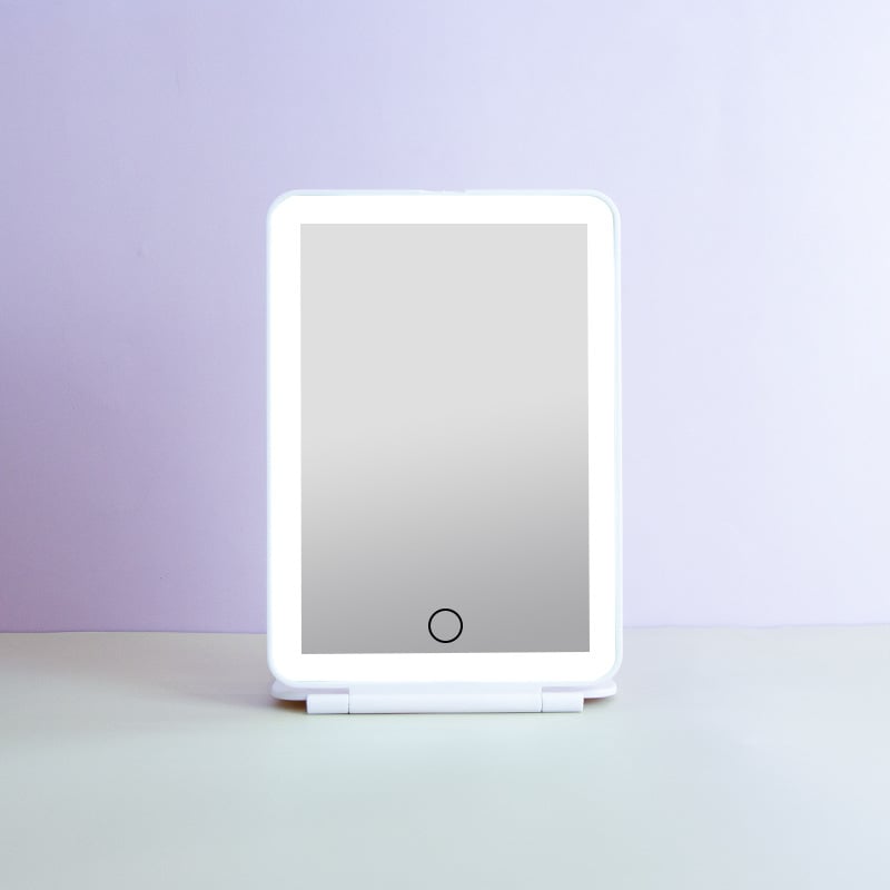 Καλλυντικό καθρέπτης με φωτισμό, φορητός και αναδιπλούμενος, πλαίσιο ABS, ανακλαστική επιφάνεια