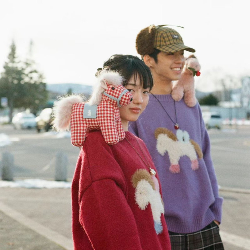 Висулка за чанта Little Horse Pendant 05 — вълнен плюш, карикатурен принт, декоративно украшение, пролет 2026, стил национален тренд