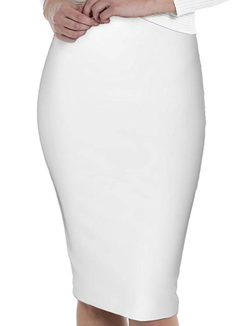 Пола с висока талия, средна дължина, полиестер, умерена еластичност, интелектуален офис стил