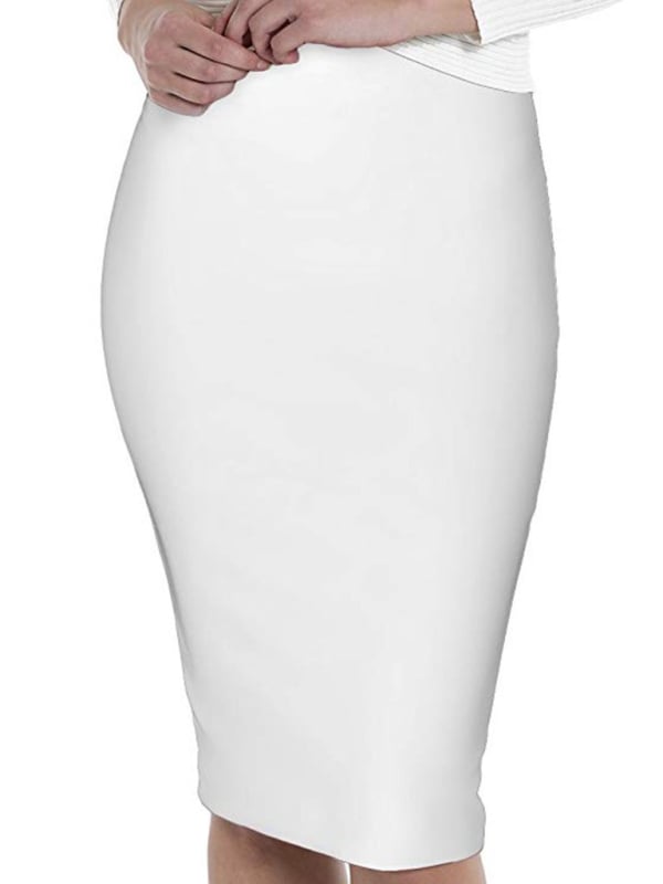 Пола с висока талия, средна дължина, полиестер, умерена еластичност, интелектуален офис стил