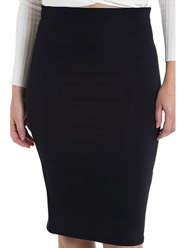 Пола с висока талия, средна дължина, полиестер, умерена еластичност, интелектуален офис стил