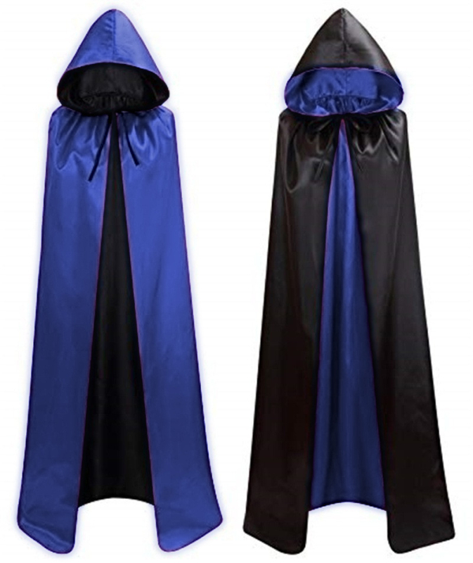 Kapuljačasti dvostruki plašt za Halloween, unisex – scenski cosplay odijelo, saten poliester