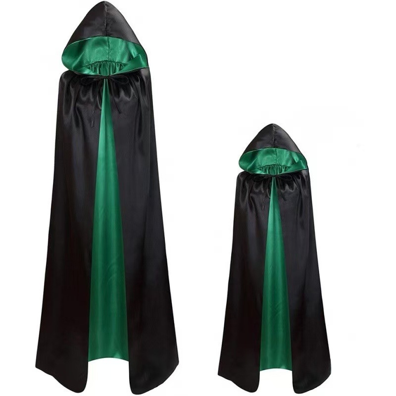 Kapuljačasti dvostruki plašt za Halloween, unisex – scenski cosplay odijelo, saten poliester
