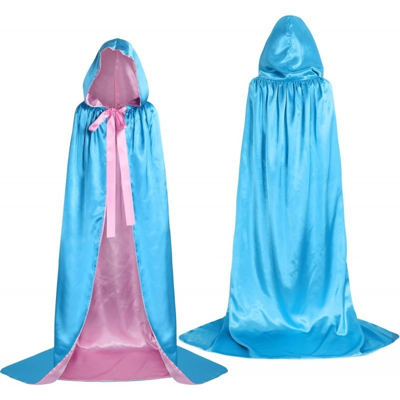Kapuljačasti dvostruki plašt za Halloween, unisex – scenski cosplay odijelo, saten poliester