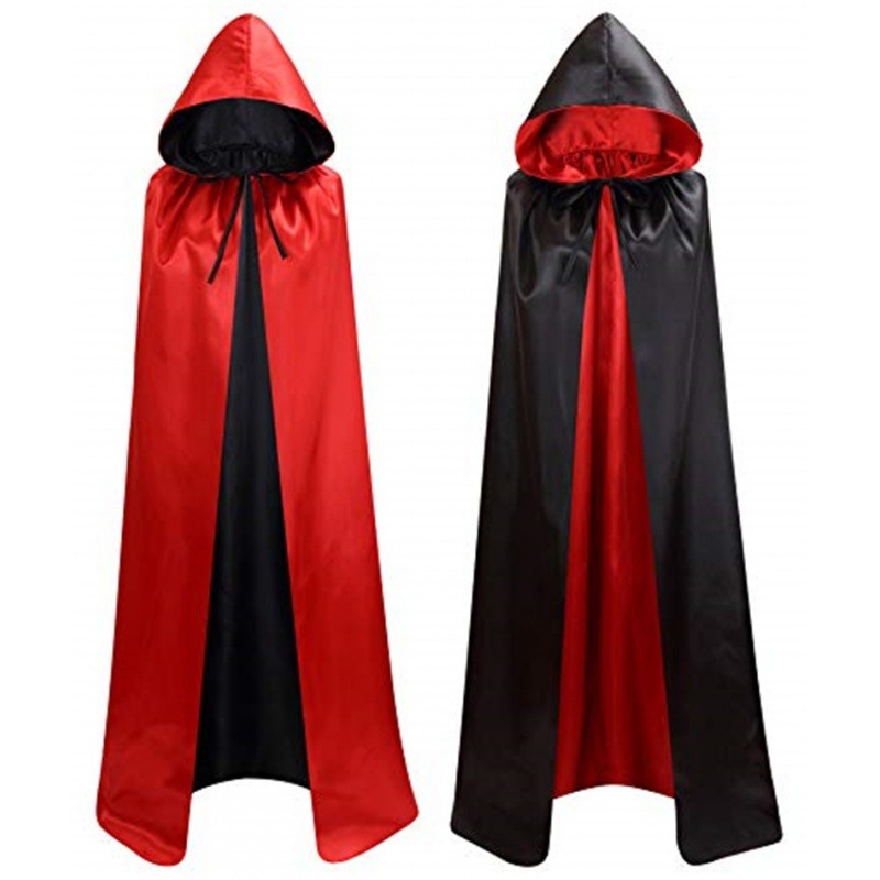 Kapuljačasti dvostruki plašt za Halloween, unisex – scenski cosplay odijelo, saten poliester