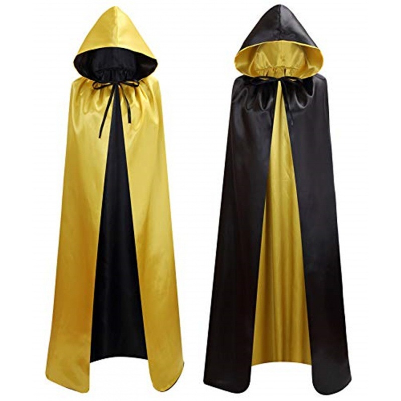 Kapuljačasti dvostruki plašt za Halloween, unisex – scenski cosplay odijelo, saten poliester