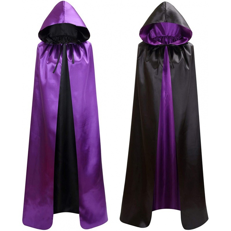 Kapuljačasti dvostruki plašt za Halloween, unisex – scenski cosplay odijelo, saten poliester