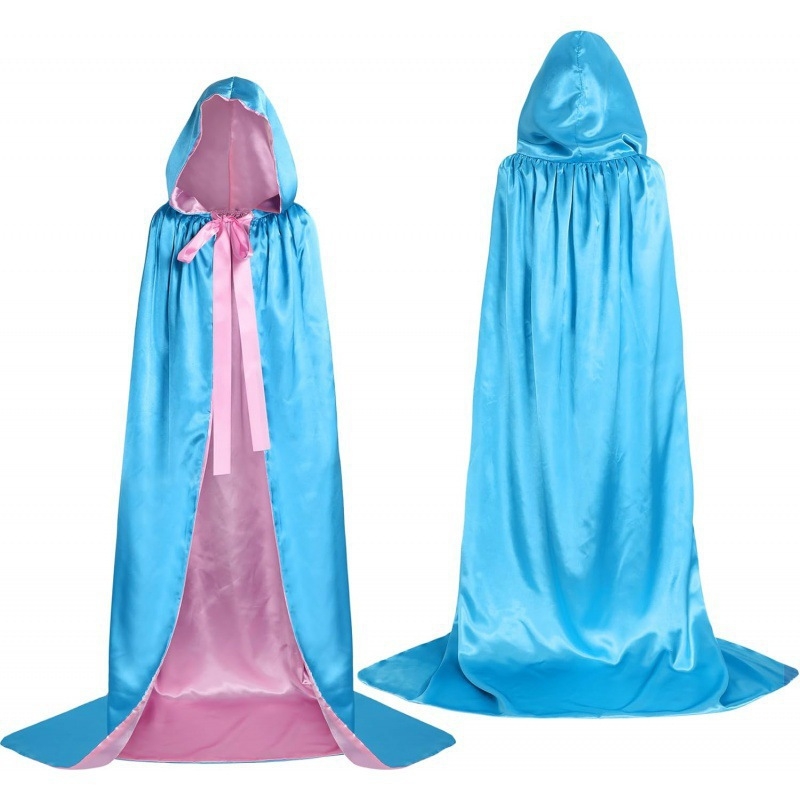 Kapuljačasti dvostruki plašt za Halloween, unisex – scenski cosplay odijelo, saten poliester