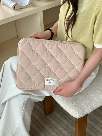 Tablettához való tárolótáska gyémántvarrásos masnival, LIFEHOHO poliészter külső és bélés, uniszex, tavasz 2025