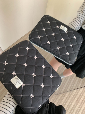 Tablettához való tárolótáska gyémántvarrásos masnival, LIFEHOHO poliészter külső és bélés, uniszex, tavasz 2025