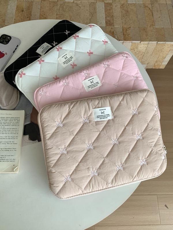 Tablettához való tárolótáska gyémántvarrásos masnival, LIFEHOHO poliészter külső és bélés, uniszex, tavasz 2025