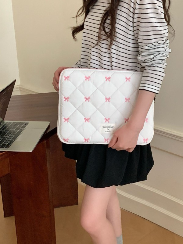 Tablettához való tárolótáska gyémántvarrásos masnival, LIFEHOHO poliészter külső és bélés, uniszex, tavasz 2025