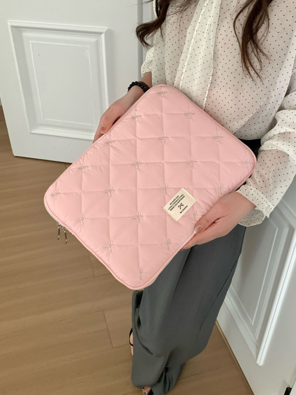 Tablettához való tárolótáska gyémántvarrásos masnival, LIFEHOHO poliészter külső és bélés, uniszex, tavasz 2025