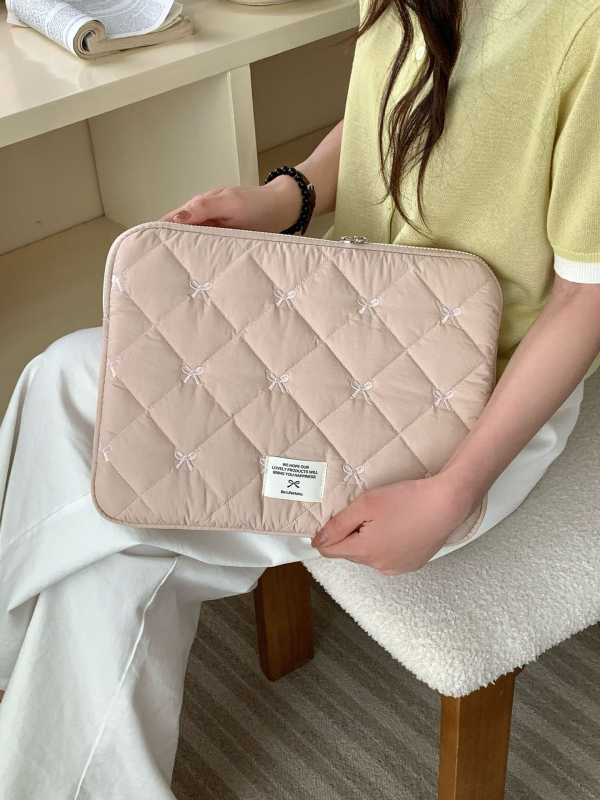 Tablettához való tárolótáska gyémántvarrásos masnival, LIFEHOHO poliészter külső és bélés, uniszex, tavasz 2025