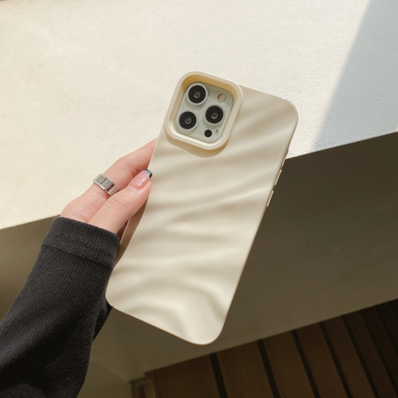 Kućište od tekućeg silikona s trodimenzionalnim plisiranim uzorkom za iPhone 16 Pro Max i iPhone 15/14/13 – mekani, premium dojam