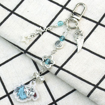 Kulcstartó: aranyos kézzel készített gyöngyös füzér, akril, karikatúra dizájn, alkalmas táskákhoz és telefonokhoz