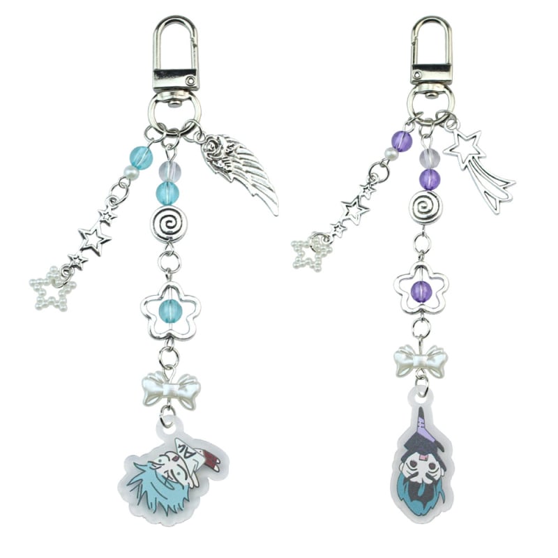 Kulcstartó: aranyos kézzel készített gyöngyös füzér, akril, karikatúra dizájn, alkalmas táskákhoz és telefonokhoz