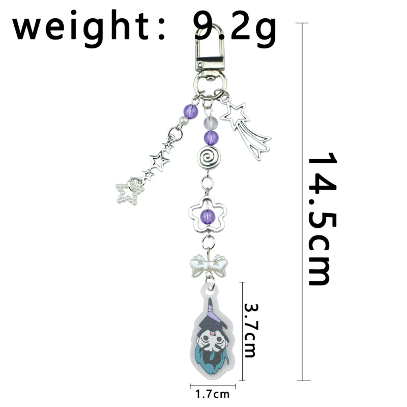 Kulcstartó: aranyos kézzel készített gyöngyös füzér, akril, karikatúra dizájn, alkalmas táskákhoz és telefonokhoz