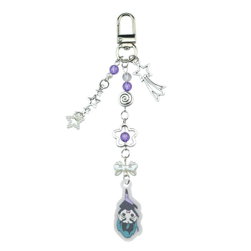 Kulcstartó: aranyos kézzel készített gyöngyös füzér, akril, karikatúra dizájn, alkalmas táskákhoz és telefonokhoz