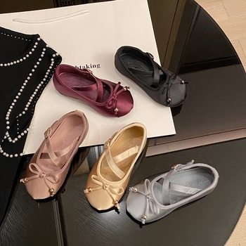 Момичешки балеринки от микрофибър в принцес стил, кожена вътрешност, PU стелка, гумена подметка, велкро закопчаване