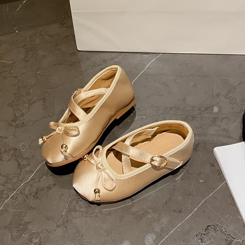 Момичешки балеринки от микрофибър в принцес стил, кожена вътрешност, PU стелка, гумена подметка, велкро закопчаване