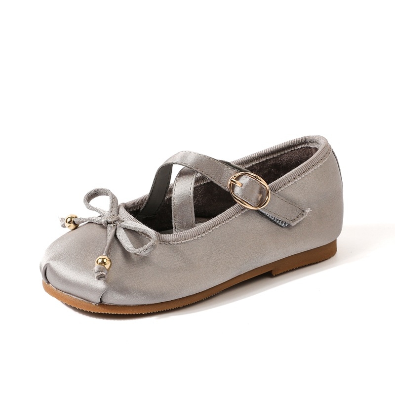 Момичешки балеринки от микрофибър в принцес стил, кожена вътрешност, PU стелка, гумена подметка, велкро закопчаване