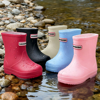 Dječje kišne čizme, PVC gornji dio, dizajn s niskim profilom, niski pet 1–3 cm, za sve sezone